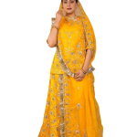 Honey Yellow Aari Salma Work Rajputi Poshak | Zari Sequins & Aari Work on Bamber Satin | Jaipurio Designer Collection